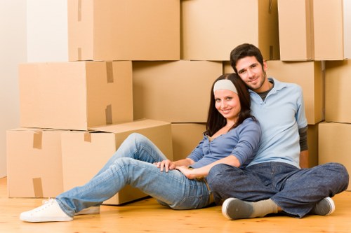 Packing boxes and furniture prepared for Roehampton removal service